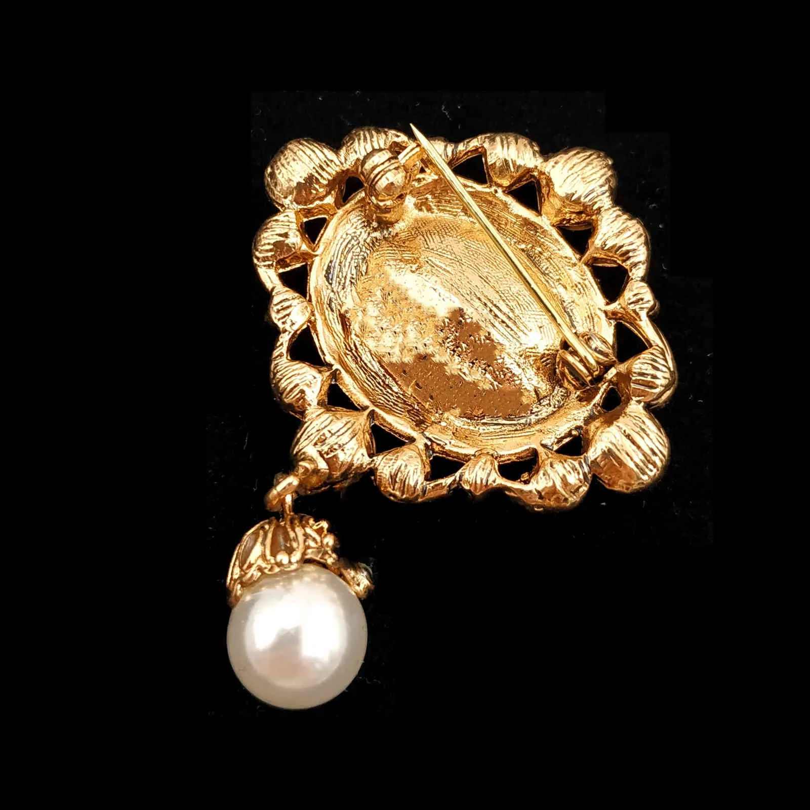 Spilla vittoriana vintage elegante imitazione perla bianca goccia champagne pietra ovale spilla costume da donna abito elegante gioielli di stoffa9632341