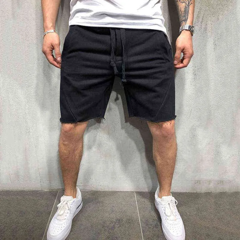 Men Shorts Wild Style Solid Color Ripped Short Pants Jogger Workout Shorts MenCasual Fashion Shorts G1209