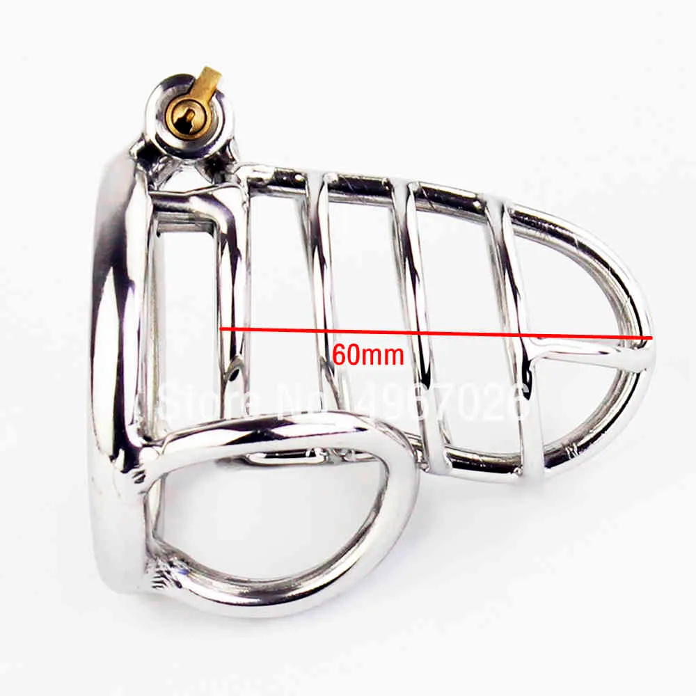 Stainless Steel Cock Cage With Scrotum Bondage Ring Male Belt Device Penis Lock Cock Ring Sex Toys For Men 2103244714646