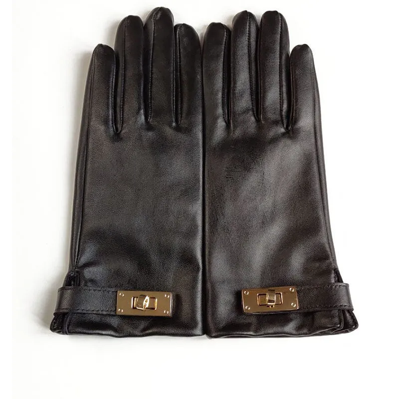 HS Тот же стиль осень и зимние британские импортные кожаные перчатки для женщин Тонкие короткие короткие вождения теплое ручное экран Ремонт 7247839