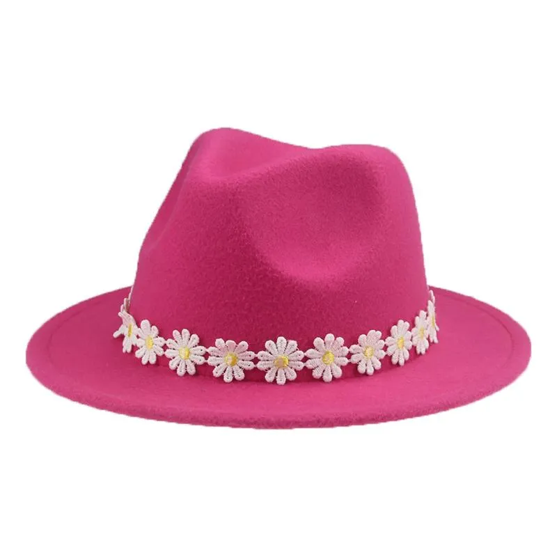 Geniş Memul Şapkalar Fedoras Kadın Sevimli Çiçekler Katı Ebeveyn Kişileri 52cm 58cm Beyaz Siyah Moda Panama Hat Sombreros de Mujer2240