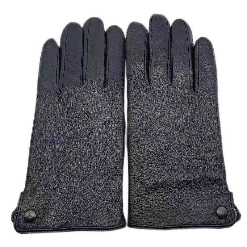 Rękawice zimowe męskie nadgarstek moda deerskin jesień czarny jazdy na zewnątrz prawdziwej skóry ciepły wo 211124