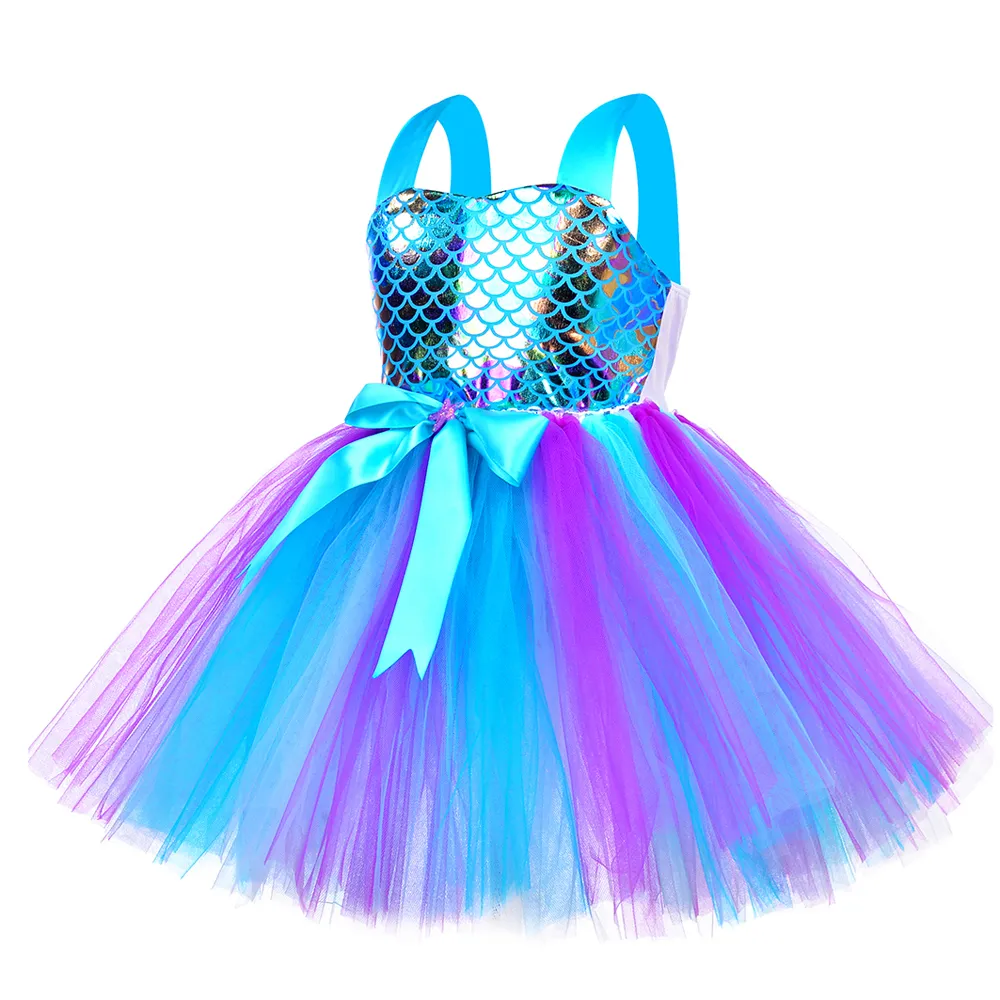 Sirenita vestidos de princesa para niñas niños tutú vestido para sirena fiesta de cumpleaños disfraces Halloween ropa conjunto para niños 210317