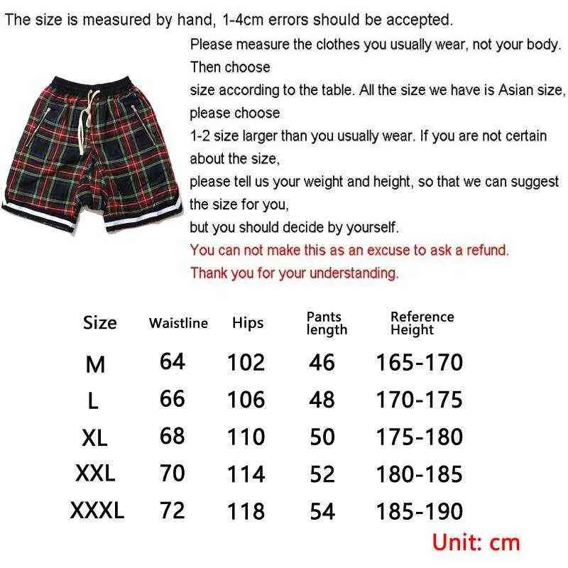 Heren Schotse Plaid Shorts Oversized Baggy Shorts Streetwear Mesh Tartan Drop Crotch Shorts Men Side Zip Stretch Knielengte H1210