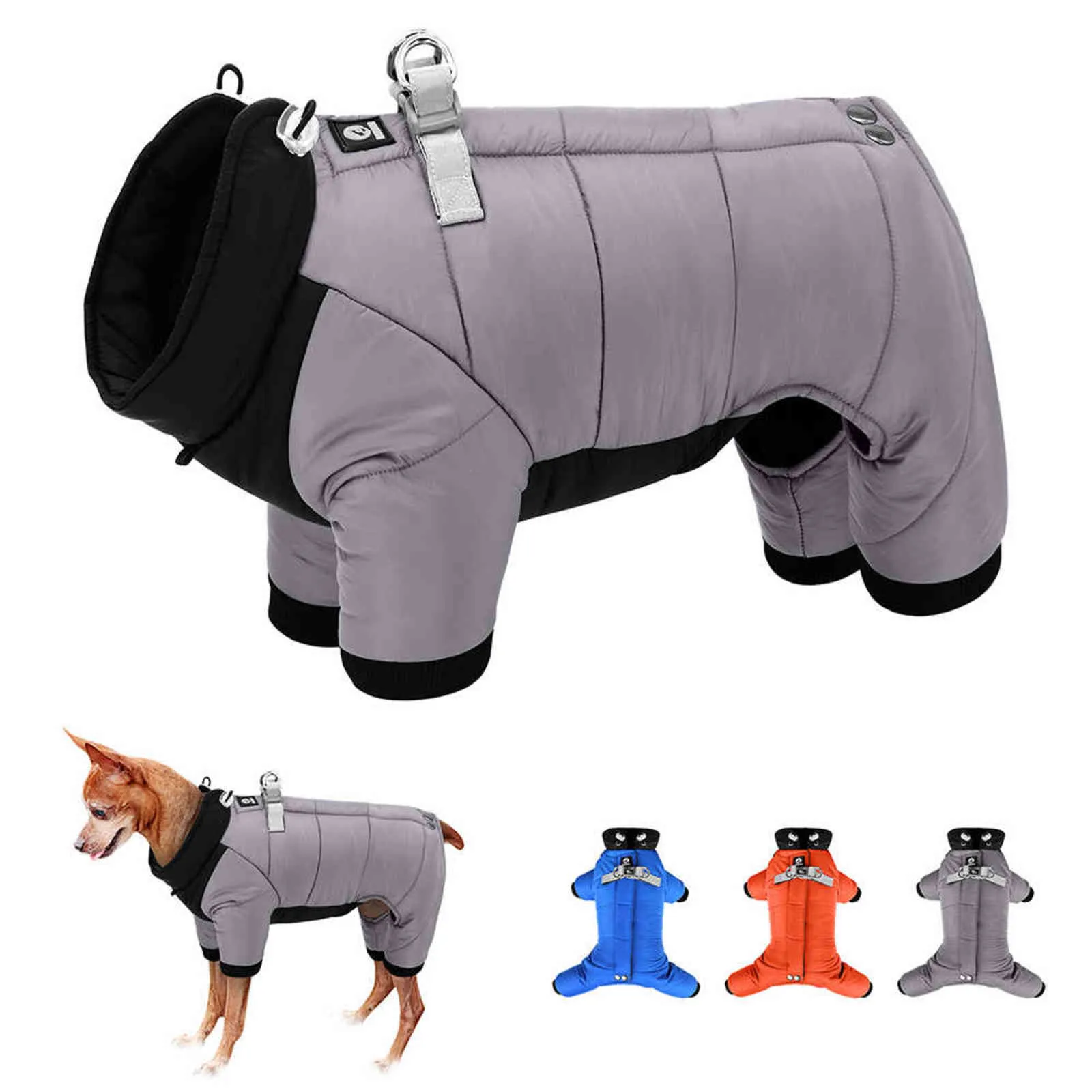 Vêtements d'hiver pour chiens de compagnie épais manteau de chien chiot chaud avec harnais réfléchissant chien veste Chihuahua bouledogue français vêtements petits chiens 211106