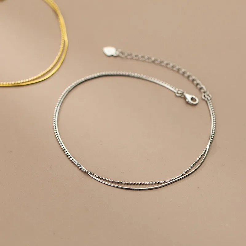 Kamira Real 925 Silver Silver Vintage Simple Double Layer Perles Bone Bell pour femmes Bijoux Fine Bijoux en or 18K