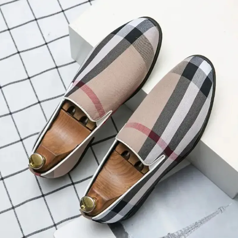 Plaid Business Casual Shoes Men One Foot Pedal Lefu wygodny i lekki niski obcas antypoślizgowy trend stylista fryzur klasyczny wszechstronny DH143