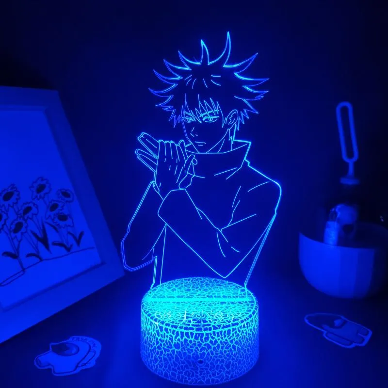 Ночные огни Jujutsu kaisen аниме фигура Megumi fushiguro 3d светодиодная лампа Rgb неоновая спальня столовые стол