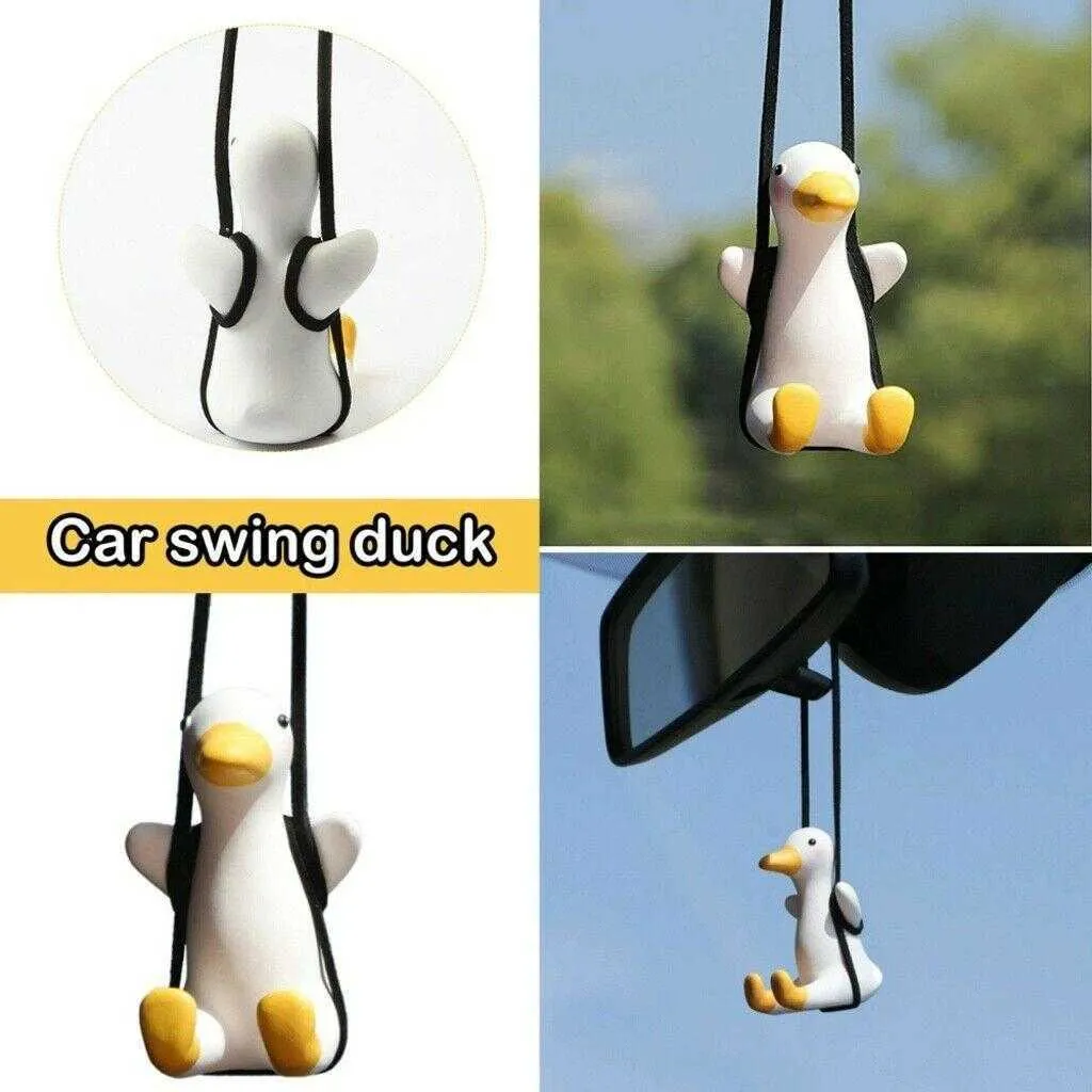 Pendentif de voiture mignon Anime petit canard balançoire Auto rétroviseur suspendu ornements accessoires pour filles cadeaux sac porte-clés G1019