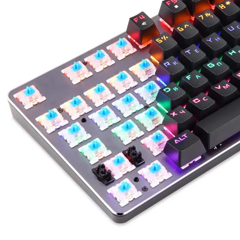 Universele RGB USB bedrade mechanische toetsenbord 104 sleutels Russische Engelse gaming-toetsenborden voor desktopcomputer laptop pc