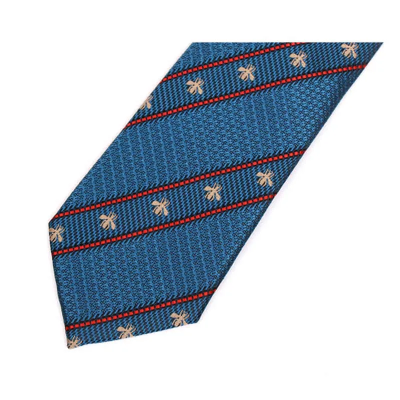 Brand Animal Jacquard 7CM Business Blue Tie For Men Fashion Luxury Male Dress Suit Necktie Party Wedding Work With Gift Box