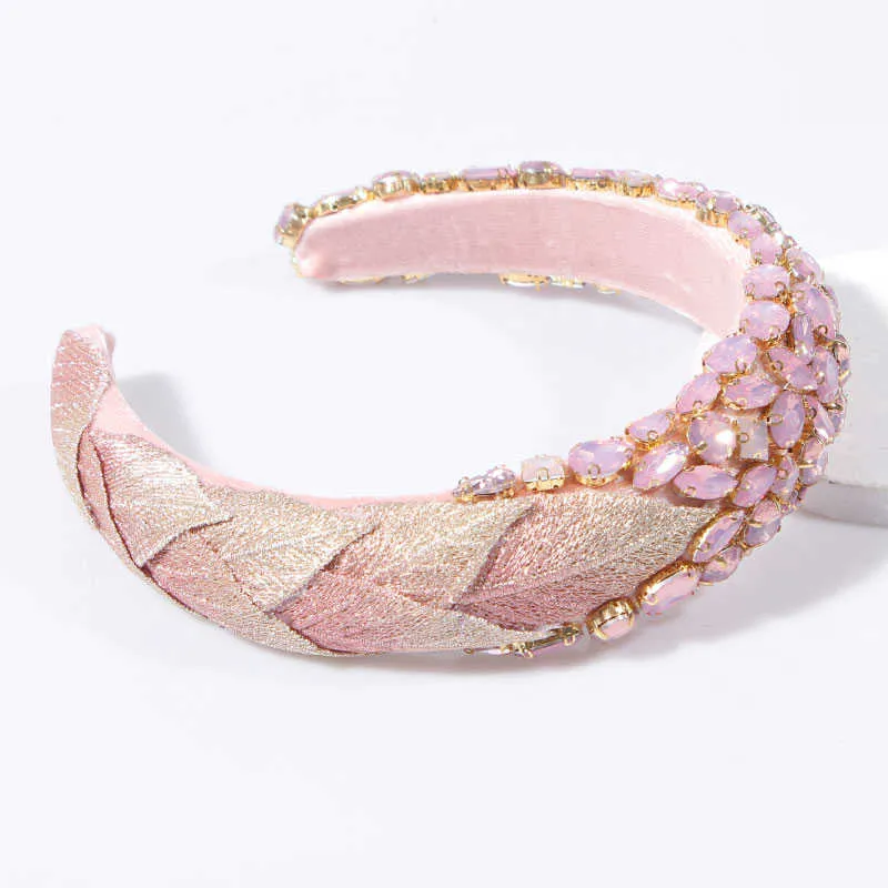 Luxury Crystal Hairbands Womens Hair Accessories Baroque Padded Head Band Pink Purple Rhinestone Headband Princess Headdress X07223206