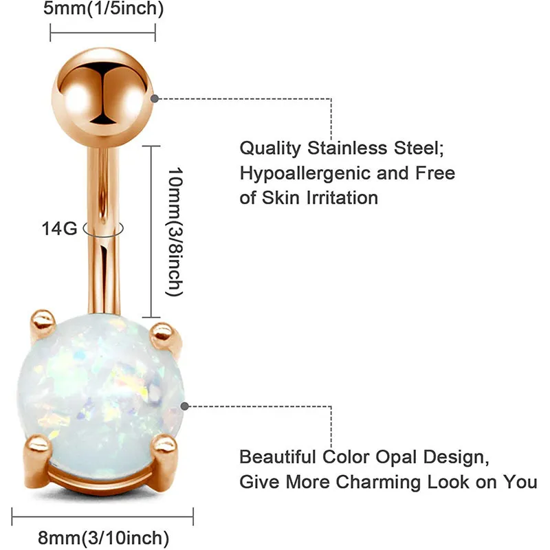 14G court nombril anneaux nombril en acier inoxydable femmes Piercing Nombril Ombelico bijoux de corps 6mm 8mm 10mm barre