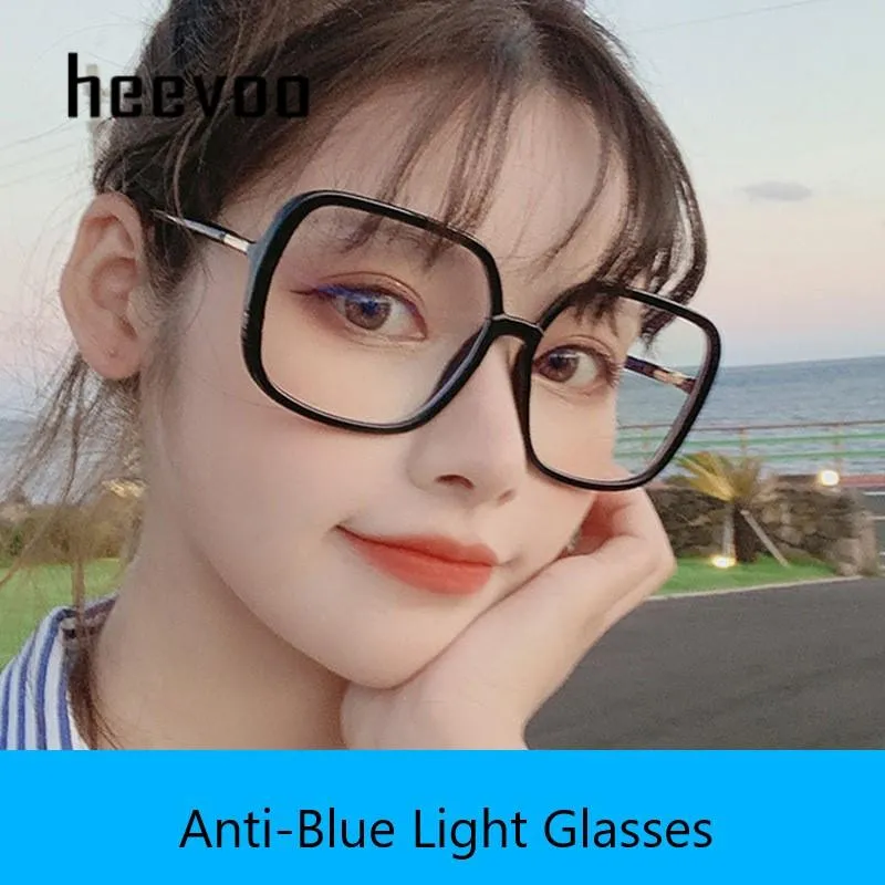 Óculos de sol Squíferos Mulheres tons de grandes dimensões lentes de gradiente de lentes vintage anti-azul com moldura de óculos de armação feminina pontos 293b