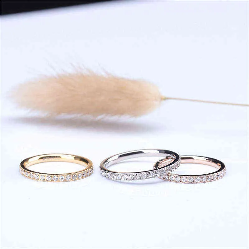Tigrade 2mm Kvinnor Ring Cubic Zirconia Anniversary Bröllop Förlovningsband Storlek 4 till 13 Bagues Pour Femme 211217