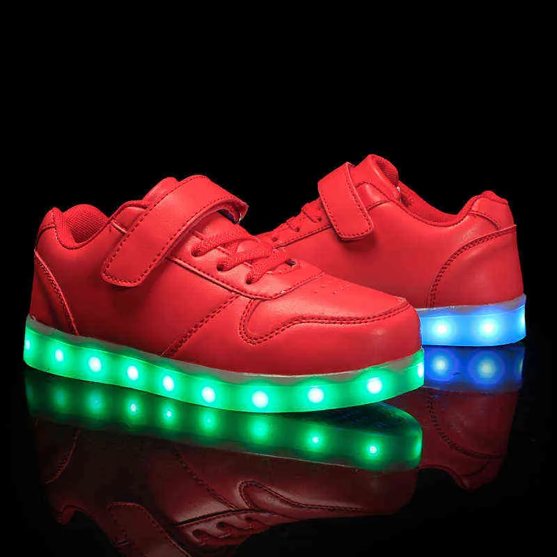 Größe 25-37 Kinder LED-Schuhe leuchtende Turnschuhe Kid Krasovki mit Hintergrundbeleuchtung USB leuchten leuchtend für Jungen Mädchen 220115