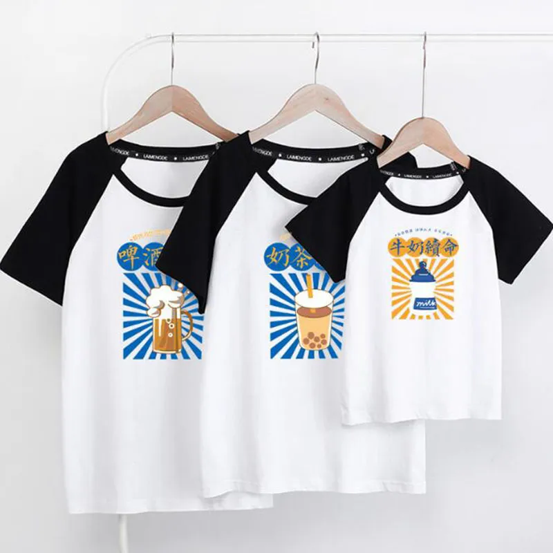 Família olhar roupas combinando roupas t-shirt roupas pai pai filho filha crianças macacões de bebê impressão de verão 210429