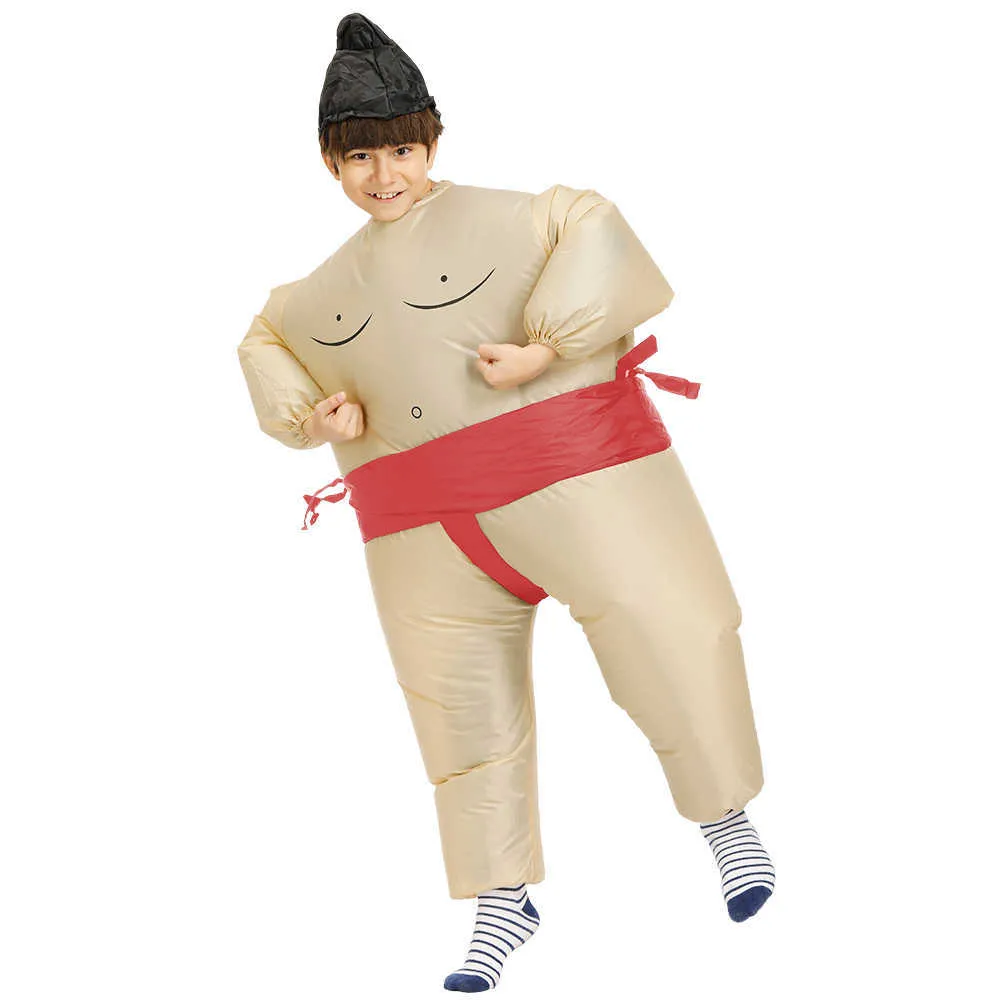 Kids Blow Up Sumo Inflatable Costumes Halloween Cosplay Costume Children Carnival Party Role Play Disfraz 140-160cm Q0910