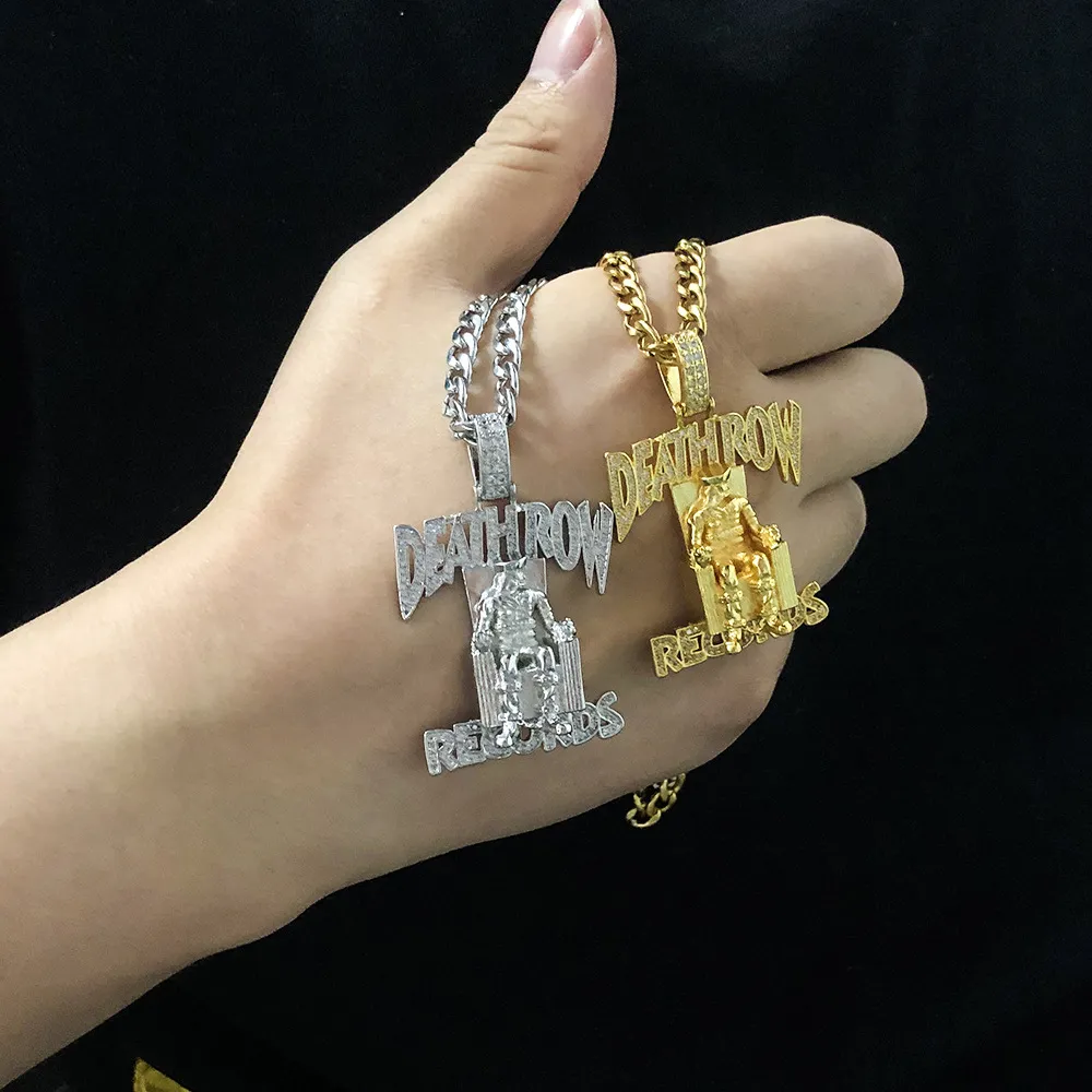 Colliers Mode cristal Deathrowrecords prisonnier pendentif femmes Men039s Hip Hop accessoires pour bijoux collier cou lien Ch6893276