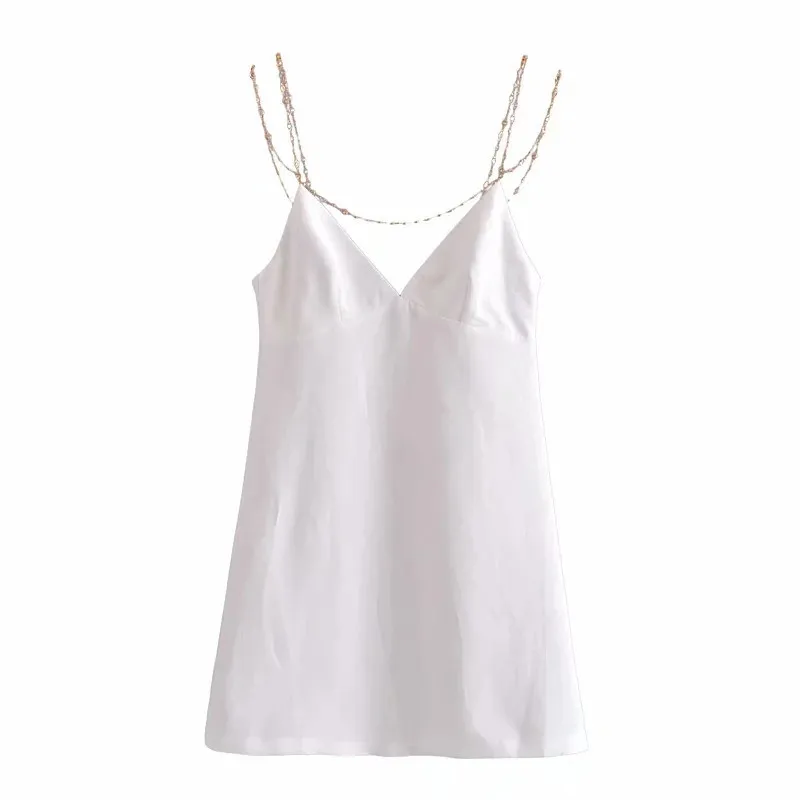 Weißes Kleid für Damen, mit Trägern, kurz, rückenfrei, Slip, sexy Party, Mini-Sommer 210519