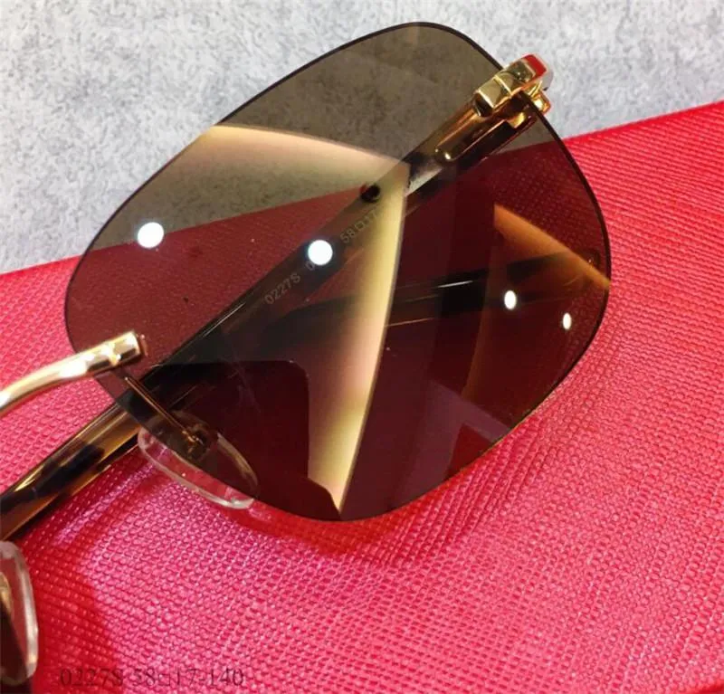 Neue Modedesign Sonnenbrille 0227S Square Randless Frame Leichte und komfortable einfache, vielseitige Art und Weise uv400 Protective272f.