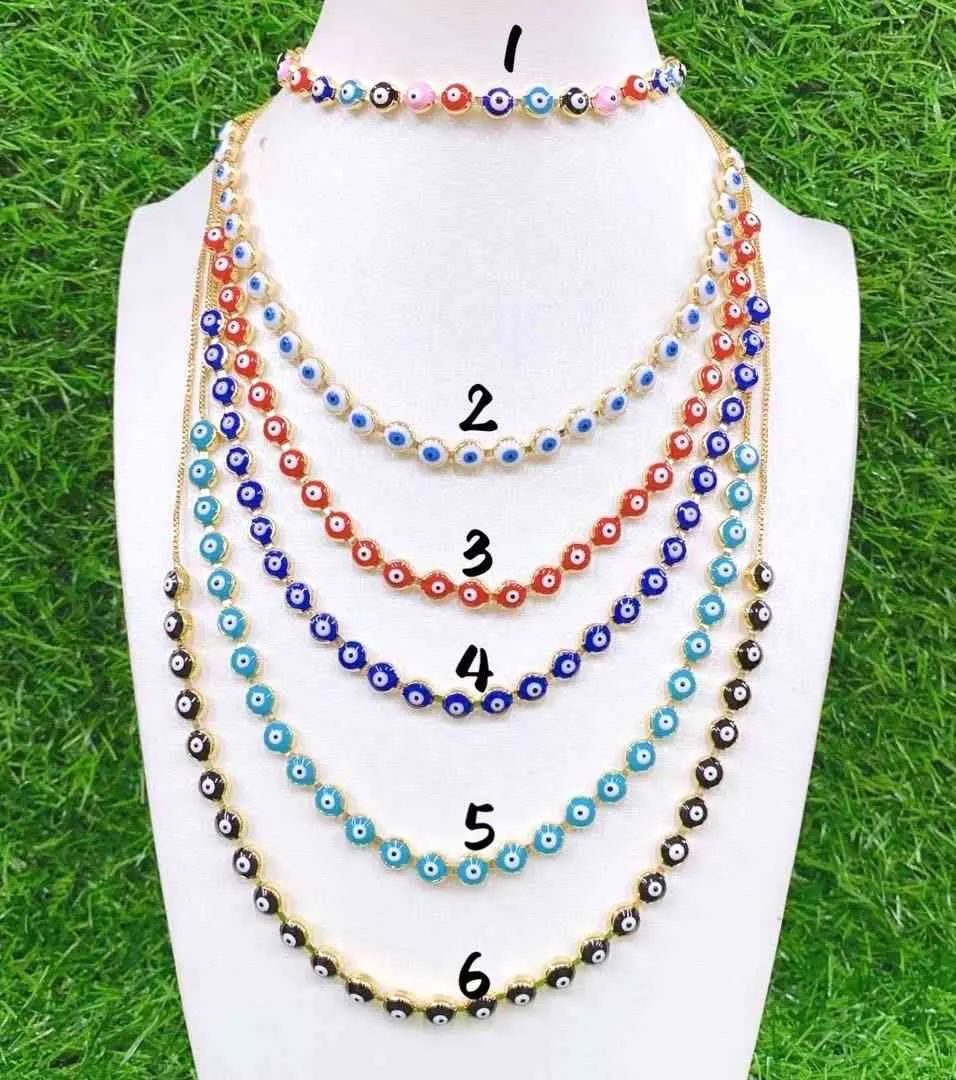 5 uds estilo bohemio turco chapado en oro ojo ajustable esmalte gargantillas collares accesorios de joyería