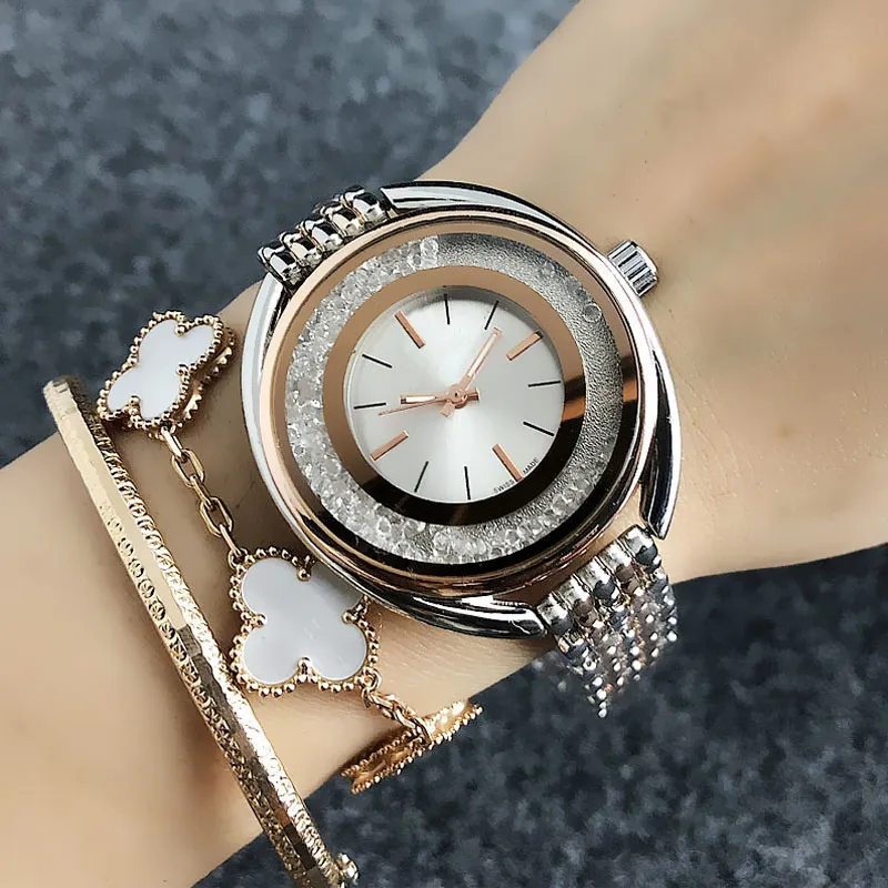 Брендовые часы для женщин и девочек, лебедь, кристалл, стиль, металлический стальной ремешок, кварцевые наручные часы SW04274K
