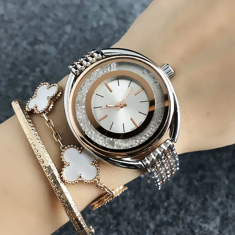 Смотрение бренда Women Girl Swan Crystal Style Metal Steel Band Quartz Watches SW04333T