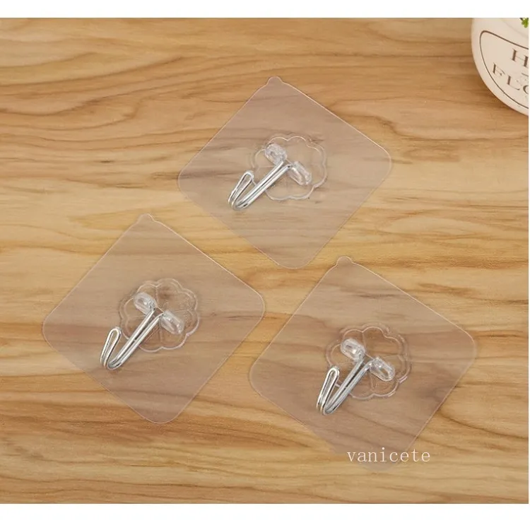 Bathroom Transparent Wall Hook Waterproof Oilproof Self Adhesive Hooks Reusable Seamless Kitchen Towel Hooks T2I52708