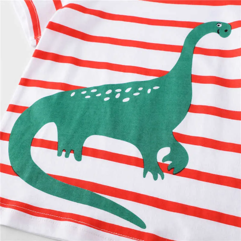 Springende Meter Tiere Drucken Baby T-shirts 100% Baumwolle Kinder Kleidung Dinosaurier T-shirts Mode Jungen Sommer Tops 210529