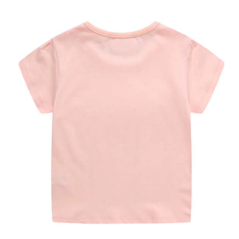 Hoppmätare Sommarflickor Djur Skriva ut kläder Baby T-shirts Bomullfåglar som säljer Toddler Tees Toppar 210529
