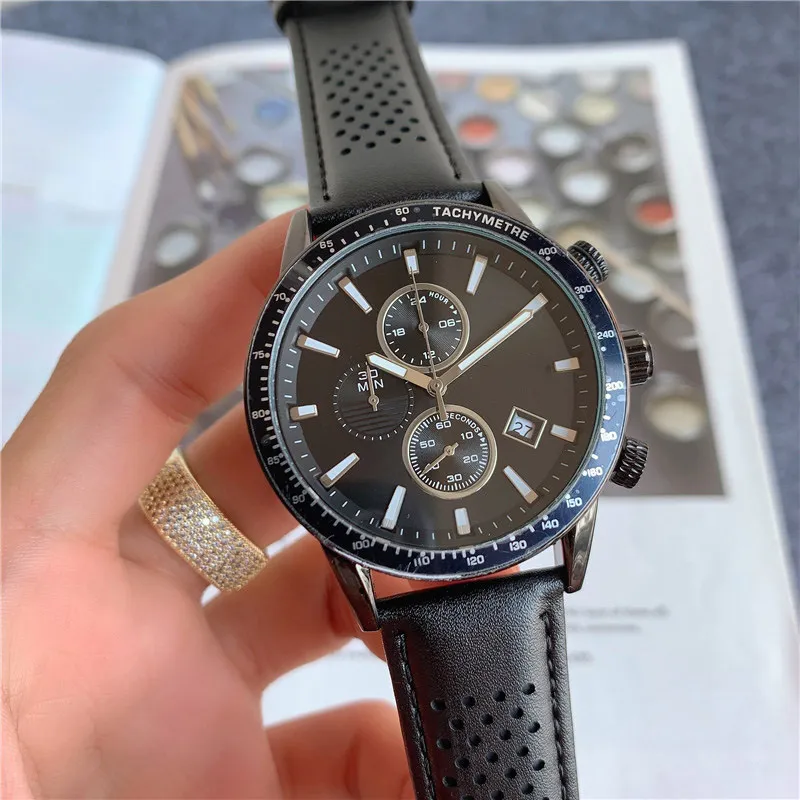 Brand Watch Men Boss Multifunction style Leather Strap Calendar quartz wrist Watches Small dials can work BS235588239