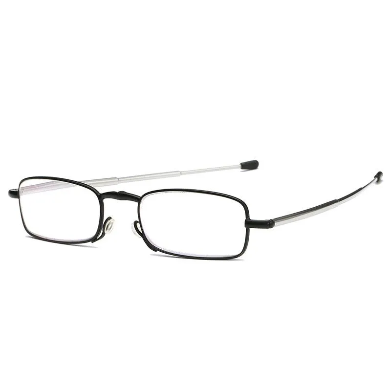 Pocket opvouwbare optiek leesbril vrouwen mannen metaal vol frame hoogwaardige rechthoekgula vergrootglas bril met een zonnebril 240N