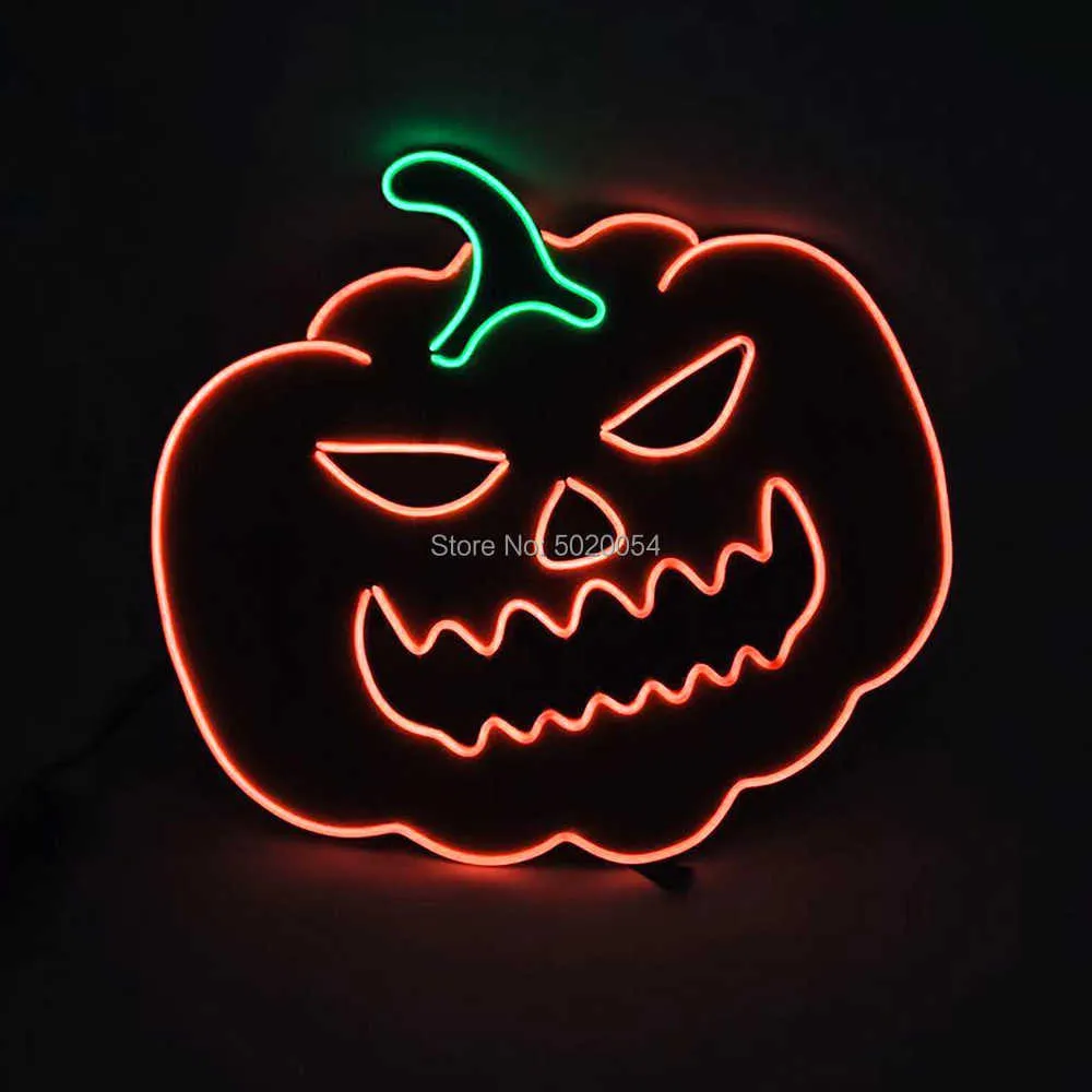 Nouvelle conception citrouille série EL fil Halloween fête décor LED lueur dans le noir Cosplay lumière masque Support personnalisé