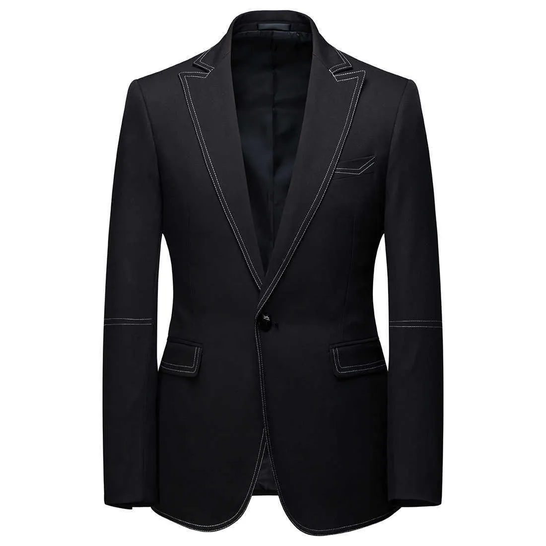 New Fashion Smart Casual Suit Set of Groom Best Man Wedding Single Buttons Blazer and Full Length Pants X0909