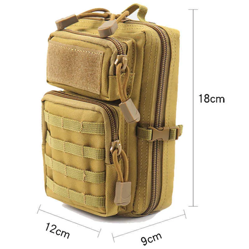 Taktyczna wojskowa torba na ramię Mężczyźni Army Airsoft Molle Studka Talii Torba EDC Pocket Outdoor Camping Piesze wycieczki Polowanie Telefon Pack Y0721