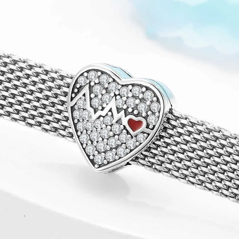 2020 925 Sterling Silver Heart Shape Clip Beads Fit Original Reflexions Armband Charms Fine SMEE saching234L