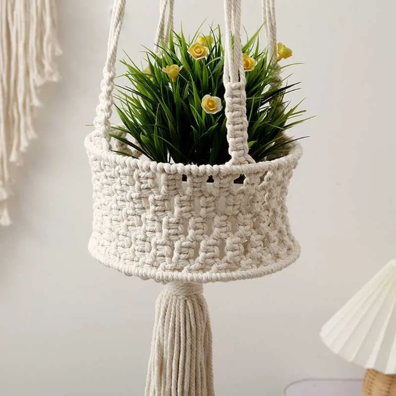 Cintre de plante en macramé, porte-pot de fleur fait à la main cintre de plante en macramé macramé tenture murale décoration de la maison 210922