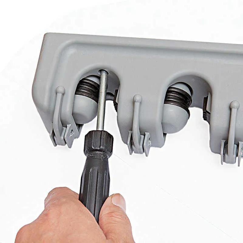 WALFOS Plastic Wall Mounted Mop Holder Storage Rack Hooks Brush Broom Organizer Hanger Home Bathroom Accessories 210705