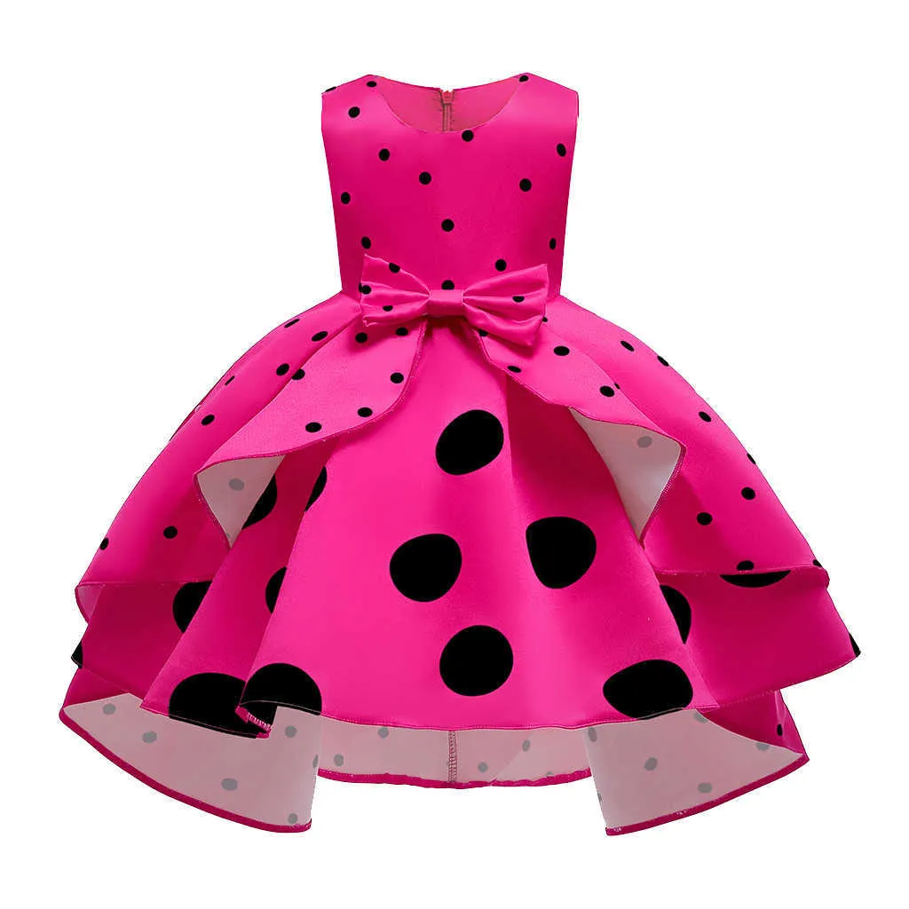 Kinderkleider Kinder Kind Mädchen ärmelloses Dot Print Prinzessin Kleid für Mädchen Festzug Kleid Party Hochzeitskleid 2t-10t Q0716