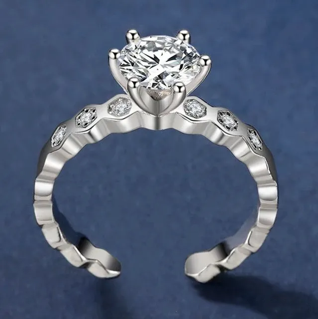 Anillo de corona de diamante de platino Chapado en plata 925 de moissanita japonesa y coreana, propuesta de boda, joyería dulce para mujer, regalo de cumpleaños