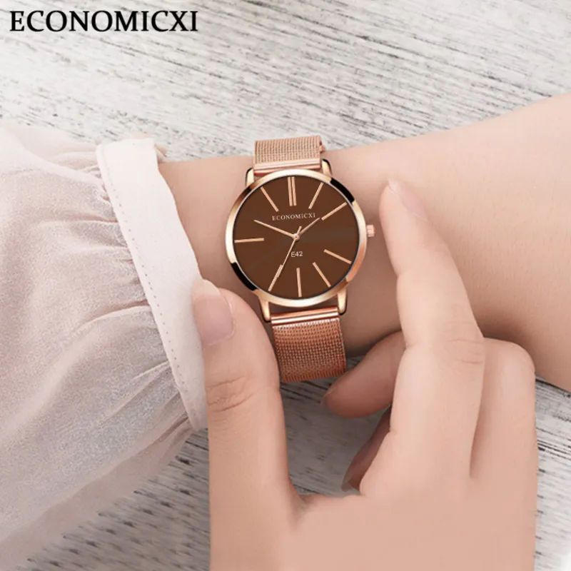 2020 минималистские часы Women Fashion Ultra Thin Watches Simple Women Business Stainless Steel Mesh Quartz Quartz Watch Gift Clock284F3915049