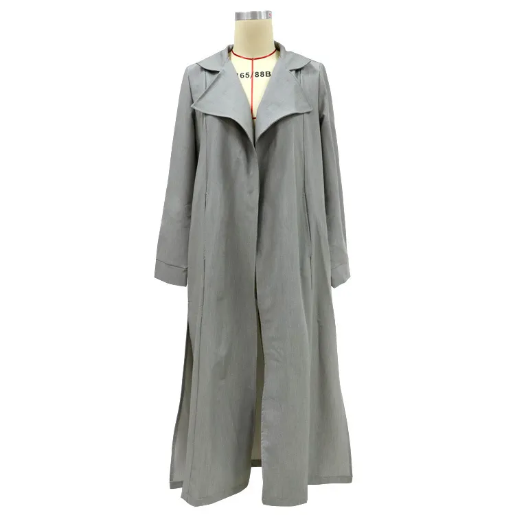 Dames Trench Coat Plus Size Lange Windjack Vintage Casual Grijze Overjas Herfst Winter S Mode 210524