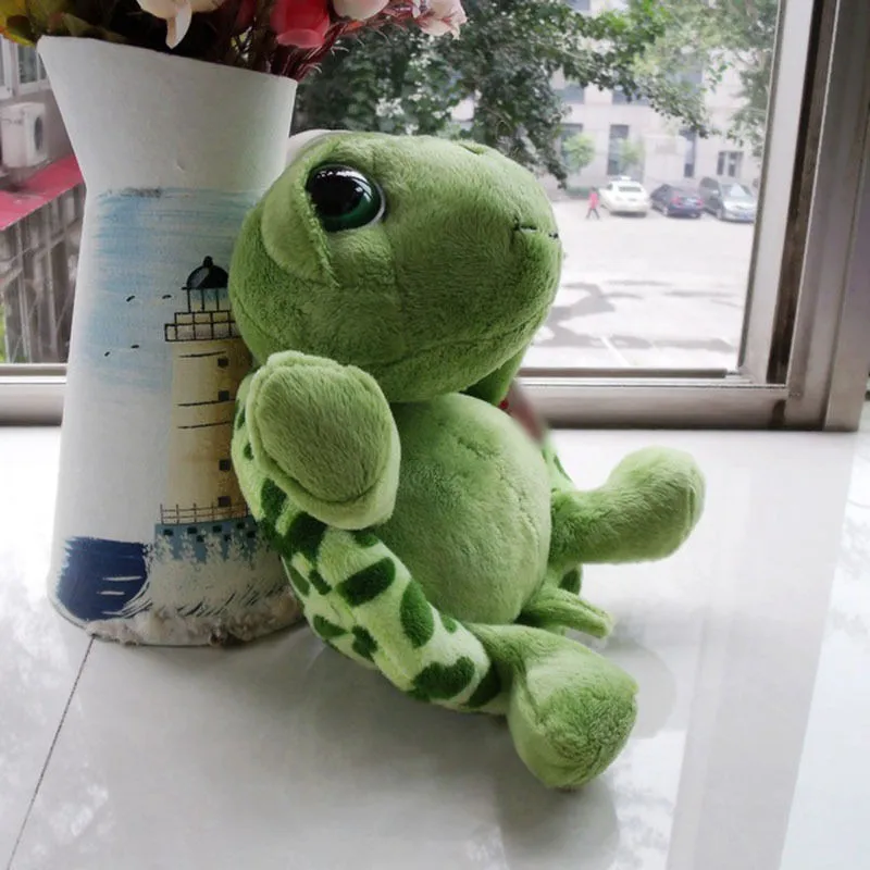 Śliczne dziecko super zielone duże oczy nadziewane żółwia żółwia Plush Pluszowa zabawka dla dzieci prezent 8453767