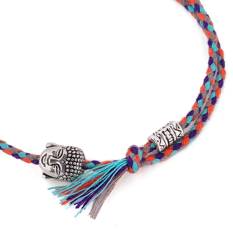 Bijoux Bracelet de tête de Bouddha tibétain frottant la main Wen Ligne Rope Hand Woven Cotton Bracelet Ajustement Taille