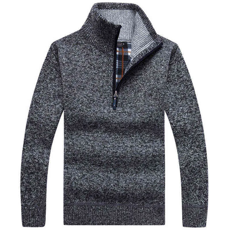 Pullover Herren dick war warm gestrickte Pullover Männer Pullover fester Mode Rollkragenpullover Halbzips warm warmes Fleece Wintermantel Freizeit 220208