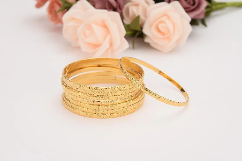 Ganze Solid Gold GF Äthiopischen Armband Armreif Dubai Schmuck Großen Kreis Armreifen Hochzeit Braut Frauen Gifts234U