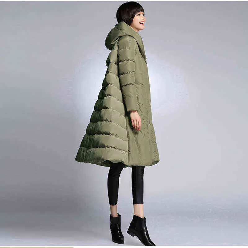 겨울 여성용 코트 밑단은 뚱뚱한 사람들에게 크다. 큰 크기 10xl 복어 재킷 블랙 레드 네이비 그린 군대 211216