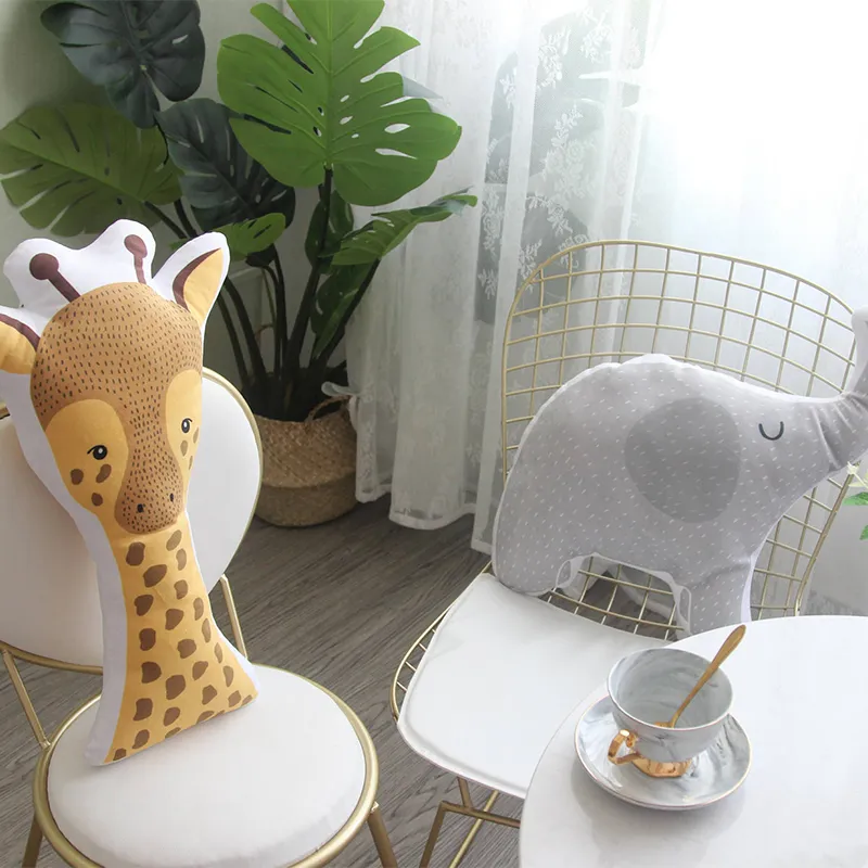 CushionDecorative Pillow Baby Elephant Deer Bear Giraffe Rabbit Soft Stuffed Plush Toys s Animal Toy Cartoon Cushion For Kids Gift 220930