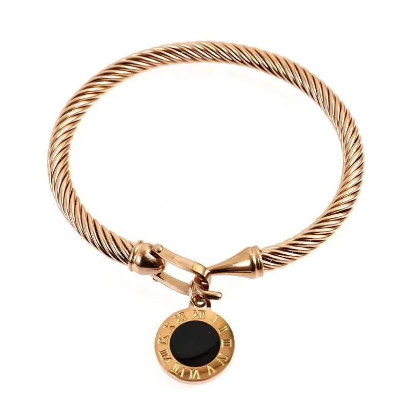 Msx moda chapado en oro brazaletes de acero inoxidable pulseras Vintage amor números romanos pulsera brazaletes para hombres mujeres Q0719